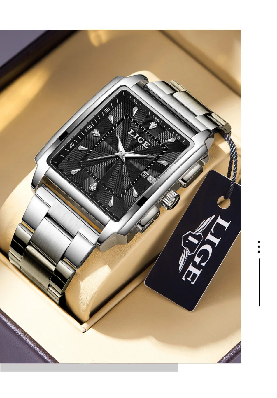 Relogio Masculino LIGE Fashion Military Watch Men Square Mens Watches Top Brand Luxury Waterproof Quartz Chronograph Wristwatch