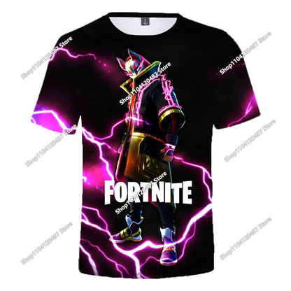 Zomer T-shirt voor kinderen, Battle Royale Fortnite Heldenoverwinning 3D, voor jongens en meisjes, babykleding