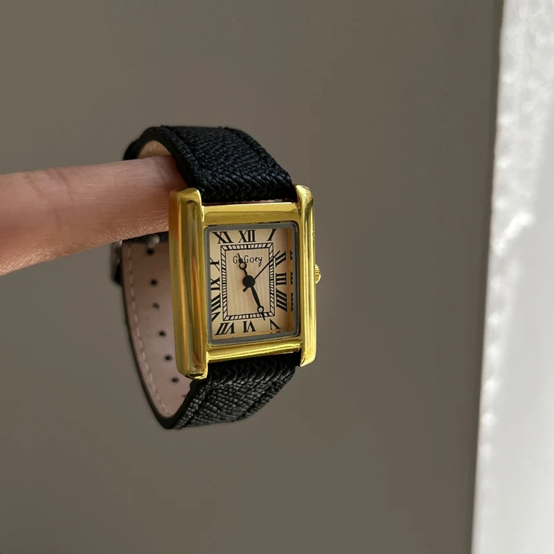 Luxury Square Small Watch Retro Womens Girls Quartz Watches Tiny Female Watch for Women Dresses Lady Fashion Gift for Girlfriend