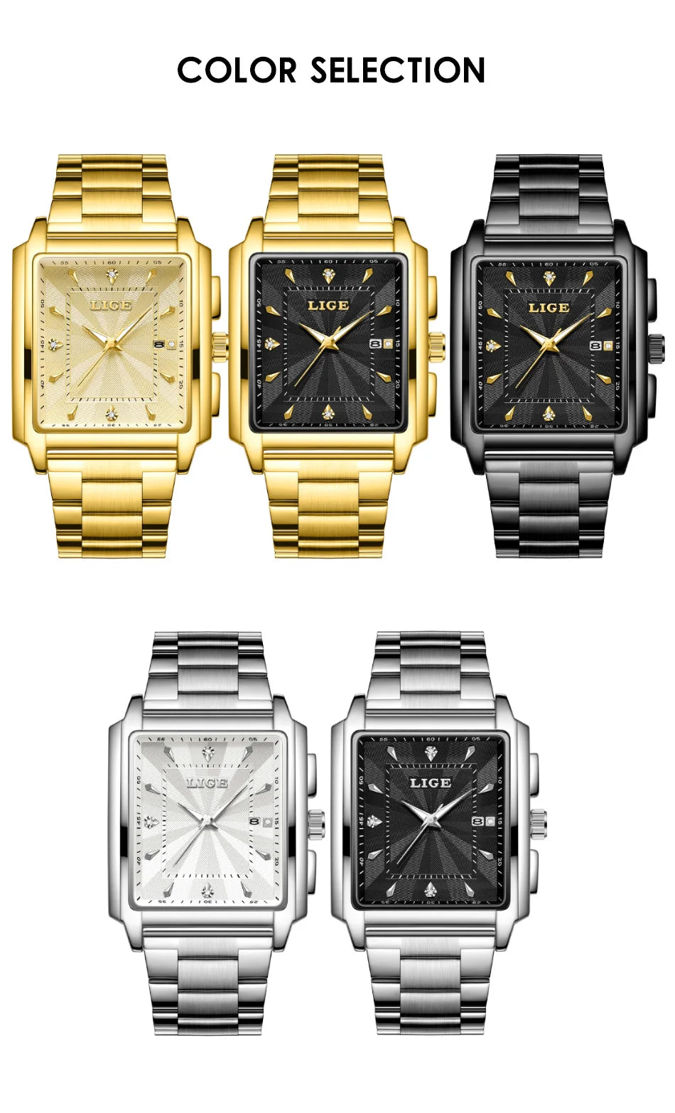 Relogio Masculino LIGE Fashion Military Watch Men Square Mens Watches Top Brand Luxury Waterproof Quartz Chronograph Wristwatch