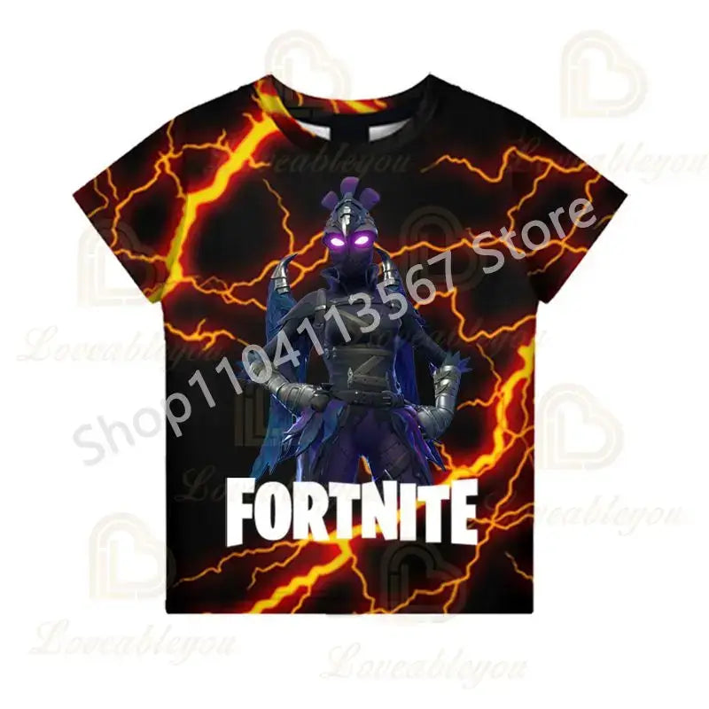 T-shirt de Verão F-Fortnited para Crianças 100-160cm, Promoção Especial, para Meninos, Bebés e Crianças Pequenas, T-shirts Divertidas de Gaming, Moda para Meninas e Meninos, Presente de Aniversário