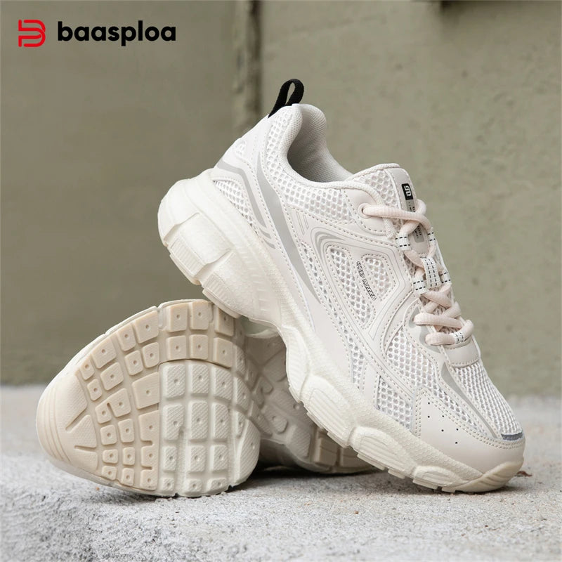 „Baasploa“ moteriški sportiniai bateliai lauke, lengvi, kvėpuojantys, bėgimo sportiniai bateliai, moteriški kasdieniai tinkliniai, neslystantys, su raišteliais, bėgimo bateliai