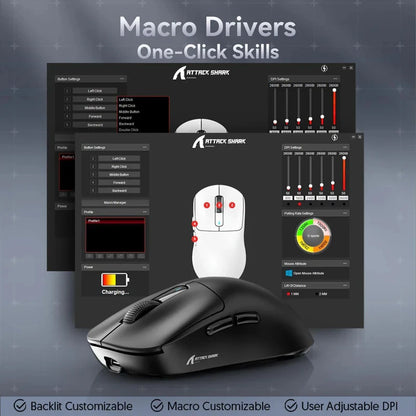 Ποντίκι τριπλής λειτουργίας ATTACK SHARK X3 1K Hz, X3Pro ασύρματο ποντίκι Bluetooth 4K Hz ελαφρύ, PAW3395, ταχύτητα κίνησης 650IPS