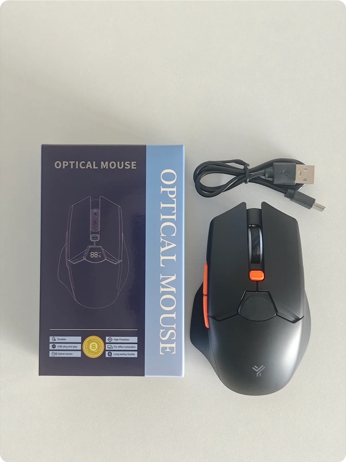 Trådløs Bluetooth-mus med digital batterivisning, lydløs ergonomisk mus til PC, bærbar computer og gaming, 2.4G/Bluetooth 5.0