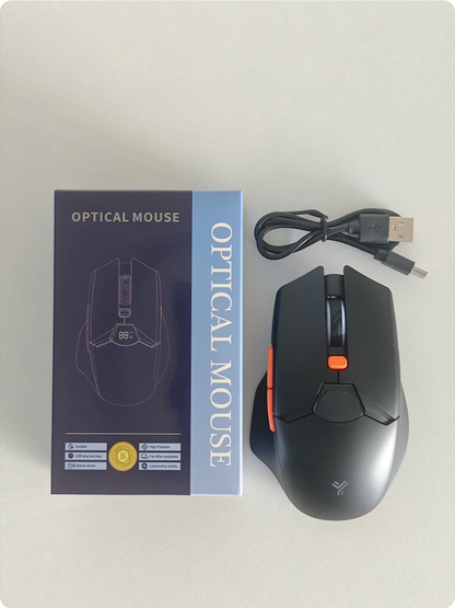 Trådløs Bluetooth-mus med digital batterivisning, lydløs ergonomisk mus til PC, bærbar computer og gaming, 2.4G/Bluetooth 5.0