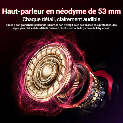 QCY Casque Gamer Sans Fil Heroad VT200 avec Microphone Détachable, Casque Over-Ear, Connexion Tri-Mode, Son Surround 7.1 pour PC, PS4 et PS5