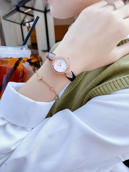 UTHAI Women Watch Light Luxury Brand Shell Faced Diamond Watches Waterproof Leather Strap Ladies Fashion Quartz Wristwatch gift