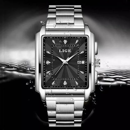 Relogio Masculino LIGE Fashion Military Watch Men Square Mens Watches Top Brand Luxury Waterproof Quartz Chronograph Wristwatch