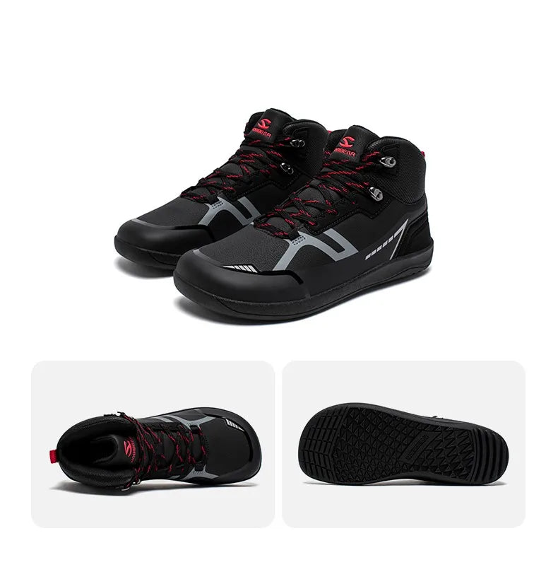 HOBIBEAR unisexe mi haut pieds nus chaussures hommes femmes bout large en cuir artificiel bottes de randonnée en plein air antidérapant chaussures de course