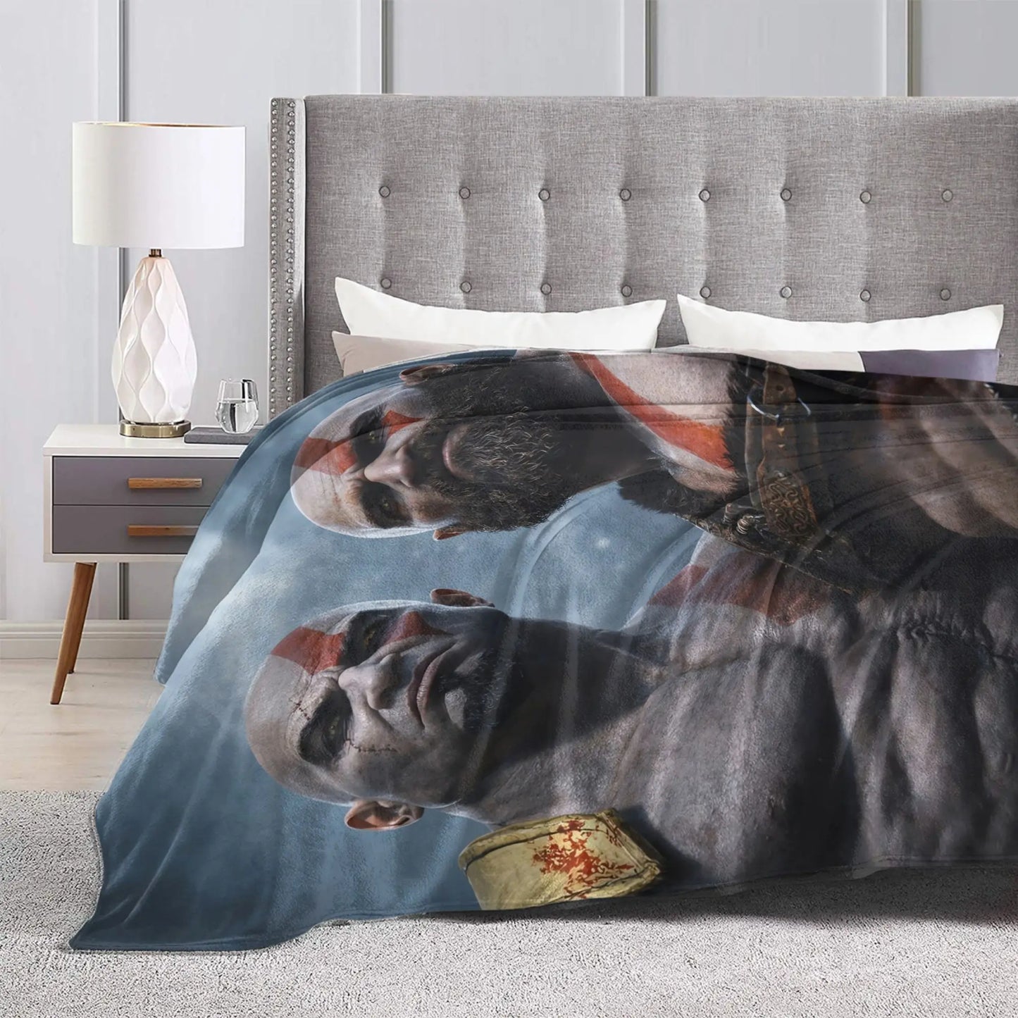 God of War Game Gamers Kratos Blanket  Soft Warm Funny Plush Throw Blanket For Home Decor Travel Flannel Bedspread Bed Cover