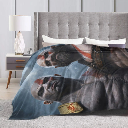 God of War Game Gamers Kratos Blanket  Soft Warm Funny Plush Throw Blanket For Home Decor Travel Flannel Bedspread Bed Cover