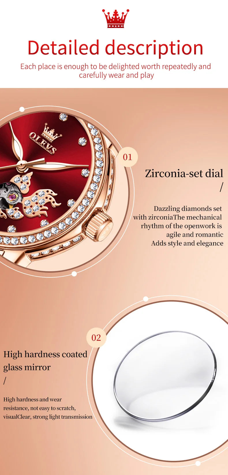 OLEVS Brand steel strip fully automatic mechanical watch for women 7001