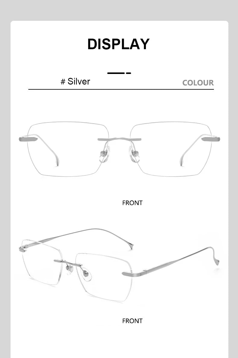 Men Pure Titanium Eyeglasses Frame Women Ultralight Rimless Glasses Blue Light Blocking Lens Prescription Myopia Reading Eyewear