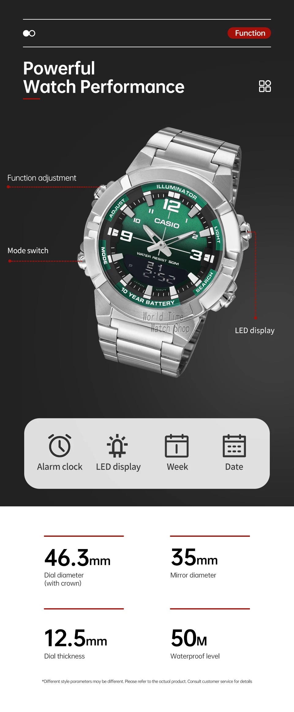 Casio watch for men top luxury set quartz 50m Waterproof  military dual display Watch relogio masculino AMW-870