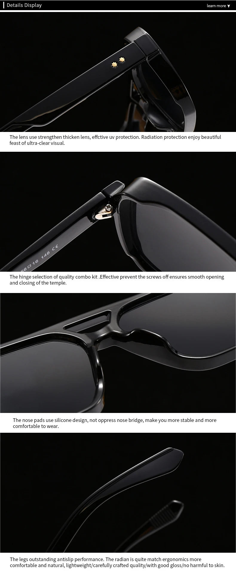 SO&EI Fashion Double Bridges Square Sunglasses Women Retro Rivets Blue Tea Shades UV400 Men Outdoor Gradient Sun Glasses