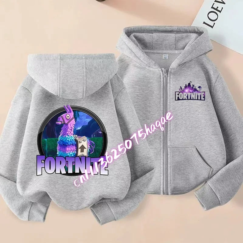 Nowa dziecięca bluza z kapturem Fortnites na zamek, kreskówkowa anime, casualowa i oddychająca kurtka dla chłopców, odzież dziecięca na wiosnę 2026