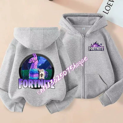 Nowa dziecięca bluza z kapturem Fortnites na zamek, kreskówkowa anime, casualowa i oddychająca kurtka dla chłopców, odzież dziecięca na wiosnę 2026