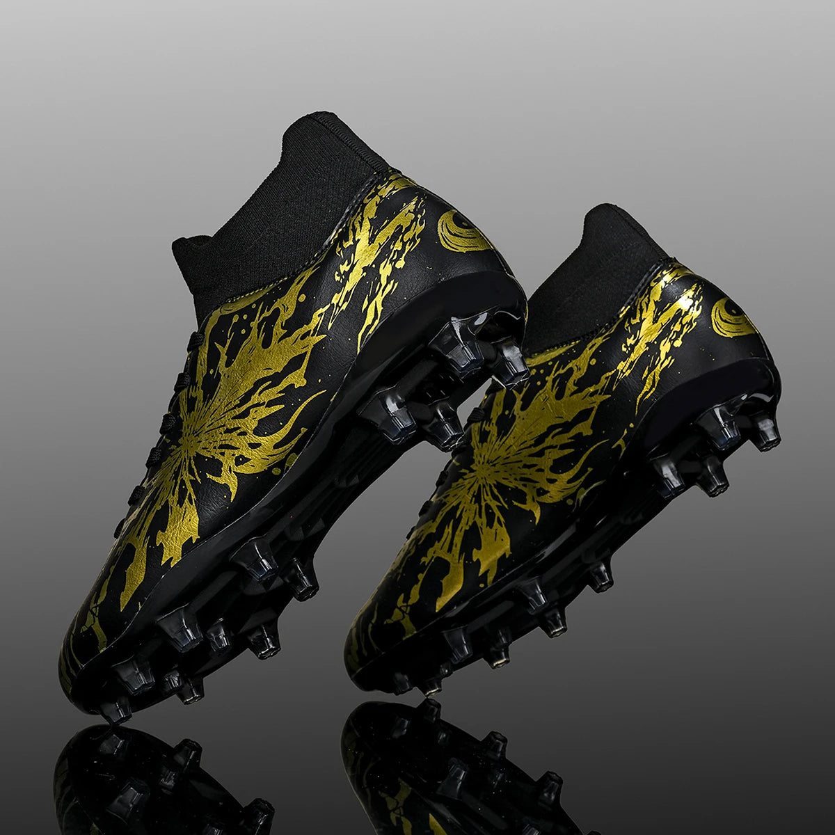 Chaussures de football pour adultes AG FG pour terrain ferme, crampons flexibles en PU à haute traction pour hommes, pour les matchs de football en extérieur et l'entraînement.