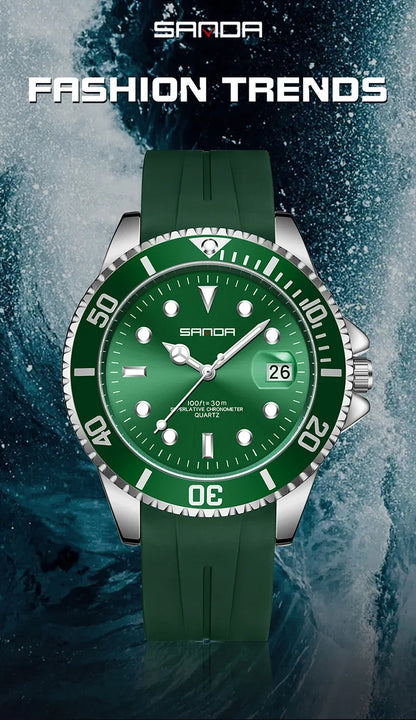 SANDA 7018 Hot Sell Men Quatrz Watch Sport Mens Watches Top Brand Luxury Waterproof Silicone Quartz Clock Men Relogio Masculino