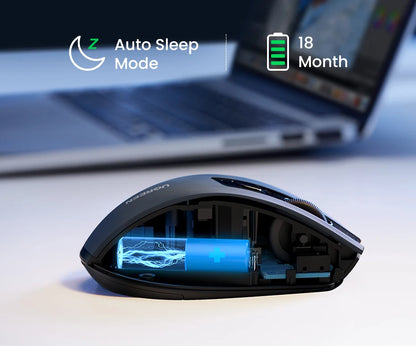 UGREEN bežični miš Bluetooth 5.0, ergonomski miš 4000DPI sa 6 tihih tipki, miš za MacBook, tablet, prijenosna računala, računalo PC, 2.4G miševi