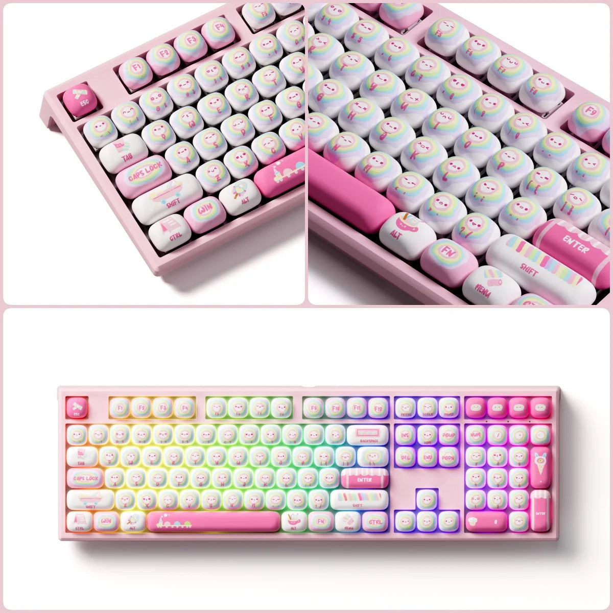 Akko MonsGeek MG108B Bun Wonderland Wireless Mechanical Keyboard MOG Profile RGB 108 Keys Full Size Hot Swap USB / 2.4G / BT 5.0
