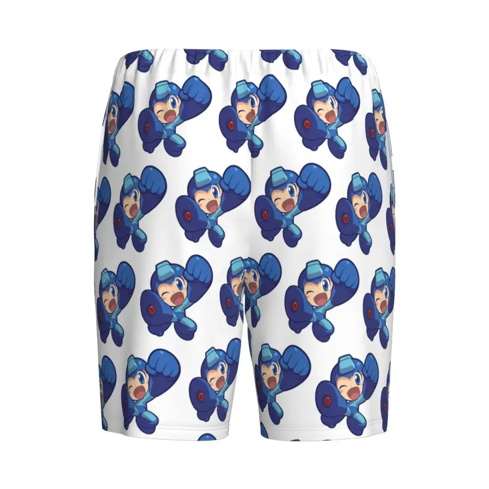 Custom Megaman Video Game Mega Man Short Pajama Pants Men Sleepwear Sleep Lounge Bottom Shorts Sleeping Pants