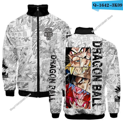 Anime Goku Dragon Ball Jacket Men Women Harajuku Hip Hop Japanese Zip Up Hoodies Goku Clothes Stand Collar Sweatshirt