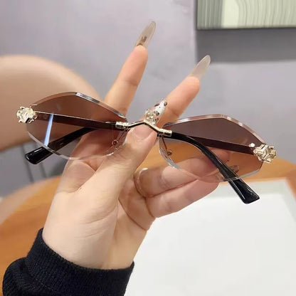 Frameless Rhombus Personalized Women's Sunglasses,Elegant And Versatile Classic Sunglasses Luxury And High-End Sunglasses UV400.