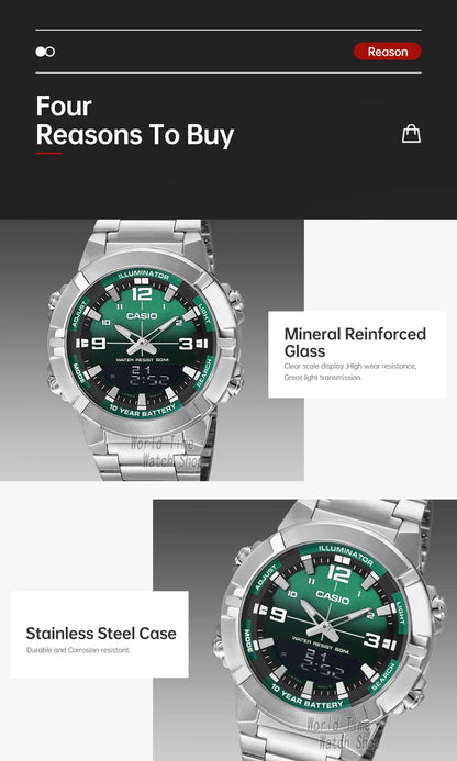 Casio watch for men top luxury set quartz 50m Waterproof  military dual display Watch relogio masculino AMW-870