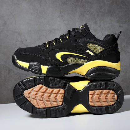 Plus Size Men's Trendy Colour Block Sneakers, Comfy Non Slip Lace Up Casual Durable Shoes For Men's Outdoor Activities