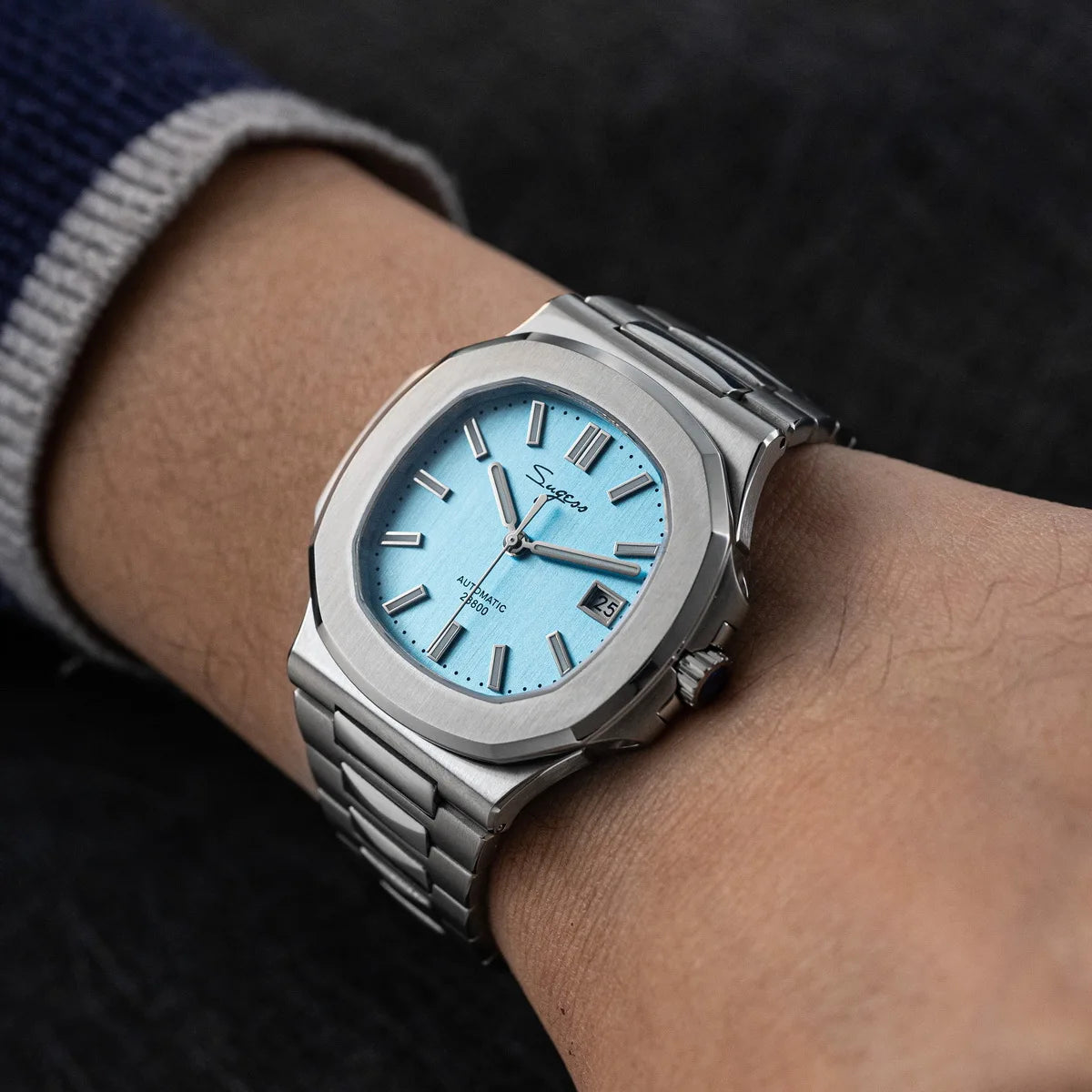 Sugess Men's Watch Automatic Mechanical Wristwatch Miyota 9015 Movement MOP Dial Luminous Waterproof 5bar Bracelet Luxury S466