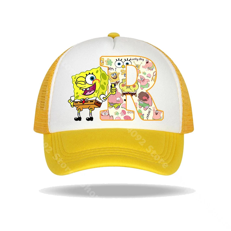 SpongeBob SquarePants basebollkeps för barn och vuxna med bokstavstryck, solhattar, anime, tecknad film, justerbara kepsar med skärm, sommarhattar, vardagshattar, ny