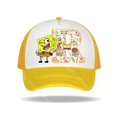 SpongeBob SquarePants basebollkeps för barn och vuxna med bokstavstryck, solhattar, anime, tecknad film, justerbara kepsar med skärm, sommarhattar, vardagshattar, ny