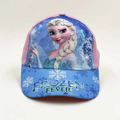 Disney Princess Elsa Anna Sofia Frozen Anime Figure Baseball Cap Terylene Peaked Cap Hat Cartoon Girl Kid's Headwear Gifts