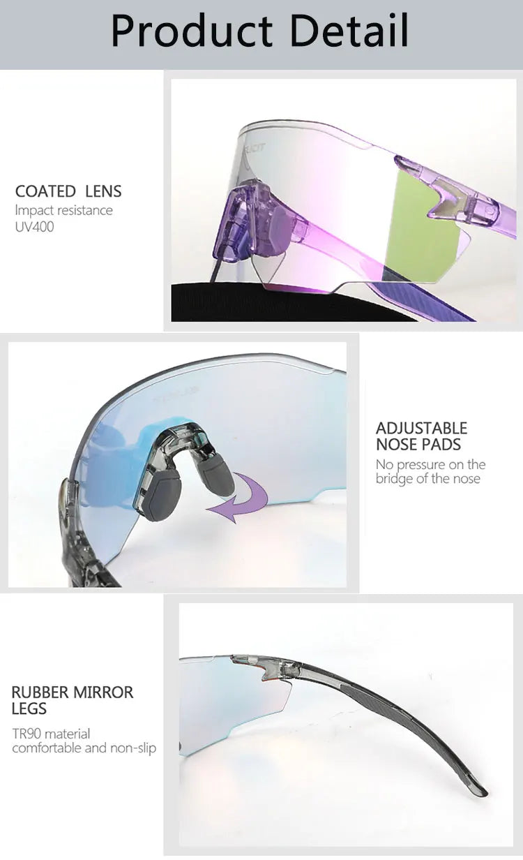 ELICIT New Photochromic Polarized Cycling Glasses Men Women Bike Glasses UV400 Eyewear Sunglasses HikingMTB Road Bicycle Goggles