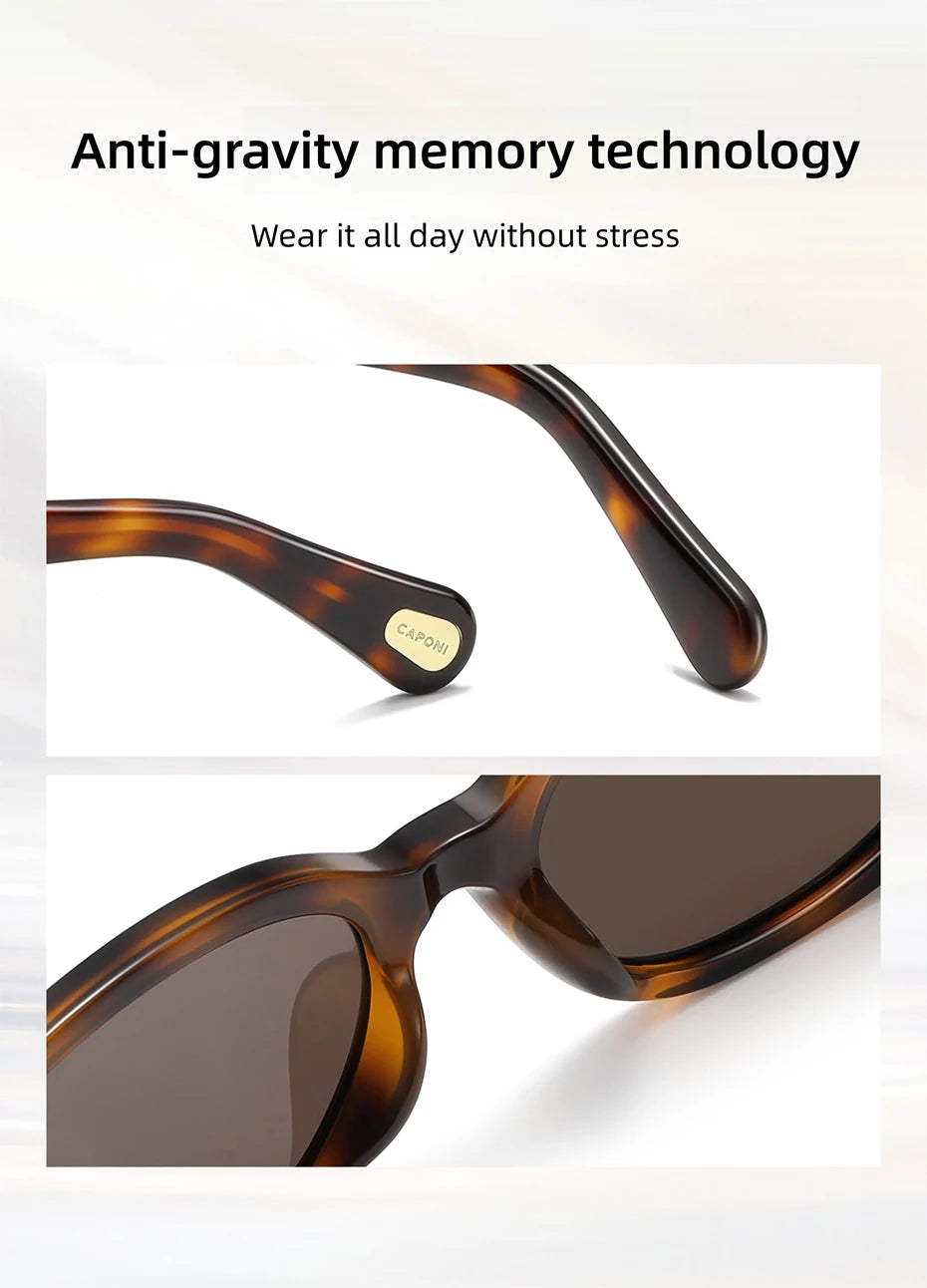 CAPONI New Polarized Women Sunglasses Fshion Luxury Acetate Outdoor Original Design Eyewear UV400 Protection Brown Shade CP36023