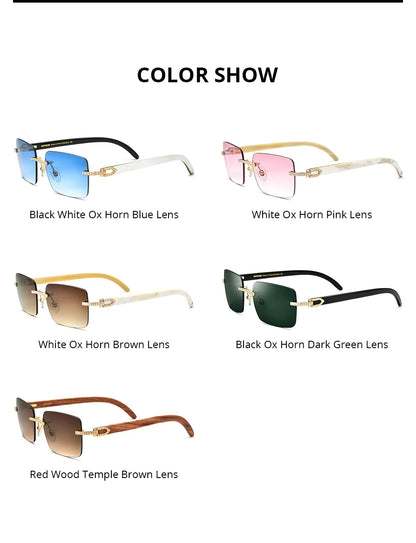 HEPIDEM Buffalo Horn Glasses Men Famous Brand Design Rimless Sunglasses Women Luxury Eyewear Horn-Rim Frameless Buffs Eyeglasses