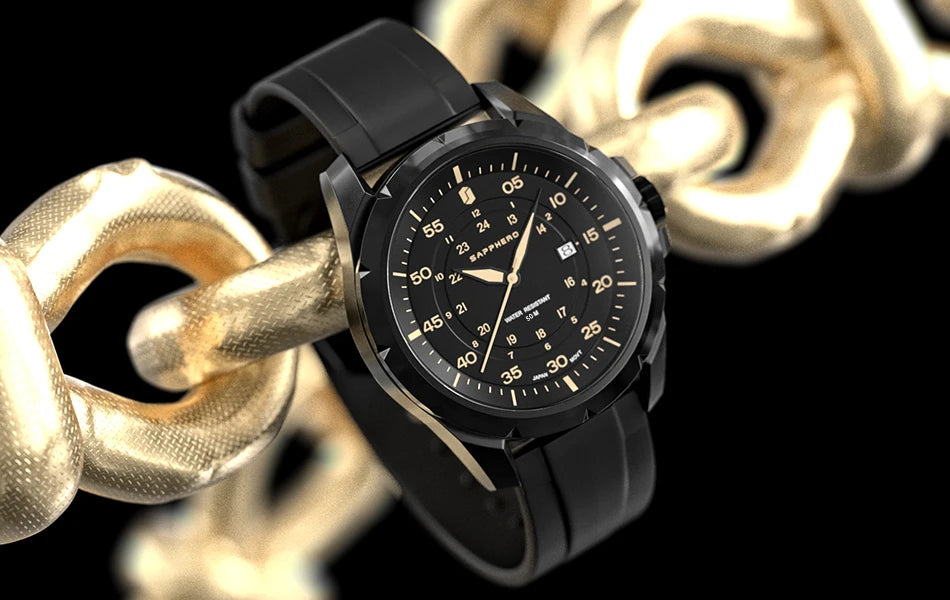 Montre pour homme SAPPHERO – Montre à quartz de luxe, étanche jusqu'à 50 m, équipée d'un mécanisme importé et d'un boîtier en acier inoxydable – Une idée cadeau idéale pour homme.