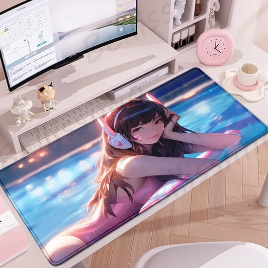 Gaming dodaci O-Overwatch D-D.va podloga za miša, velika podloga za tipkovnicu i miš, PC podloga za stol, XXL produžena podloga za gamere