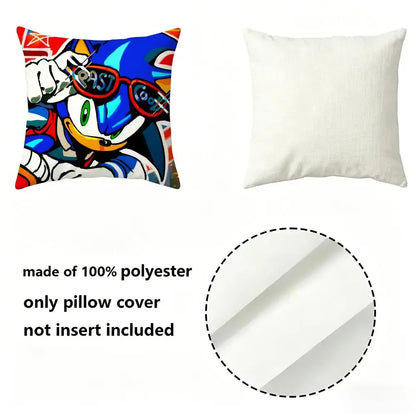 Character S-Sonic the H-Hedgehog Cushion Cover Pillow Case Anti-dustmite Pillowcase Silky Short Plush Sofa Cushion Cover hot