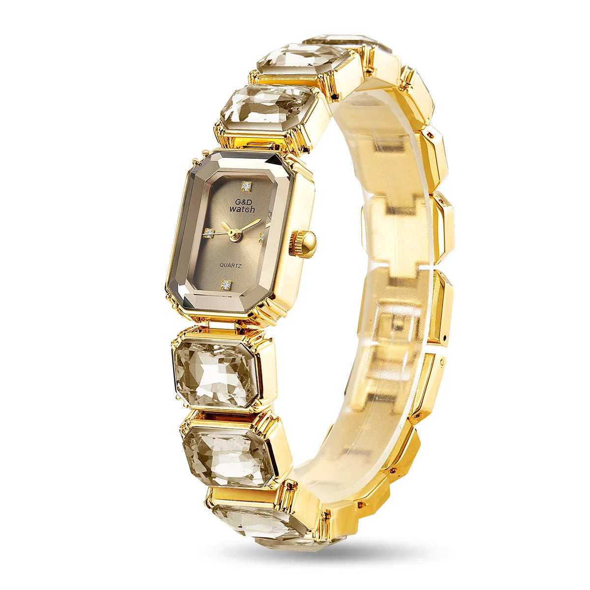 Ladies Wrist Watch Small Golden Square Quartz For Women Bracelet Watches Top Brand Luxury Diamond Fashion Women's Watch 2024
