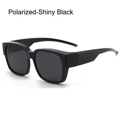 Polarized Fit Over Glasses Sunglasses Trendy Square Wrap Around Shades UV400 Protection Sun Glasses Can Be Worn Over Other Glass