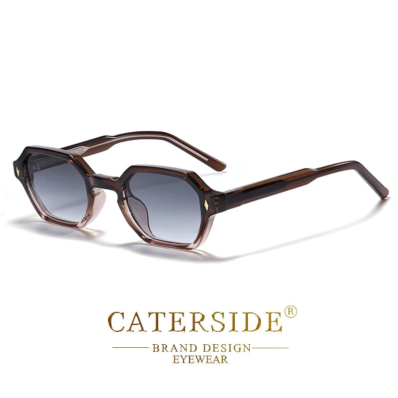 CATERDIDE Retro Polygonal Men Sunglasses Personalized Design Square Frame Sun Glasses for Women Parties Travel Holidays Glasses