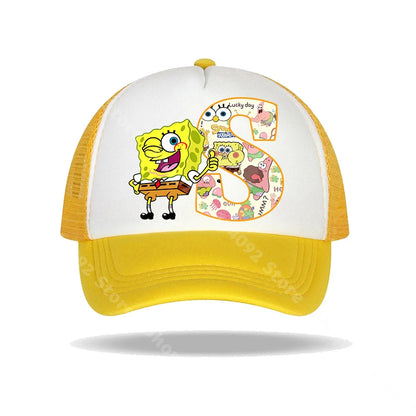SpongeBob SquarePants basebollkeps för barn och vuxna med bokstavstryck, solhattar, anime, tecknad film, justerbara kepsar med skärm, sommarhattar, vardagshattar, ny