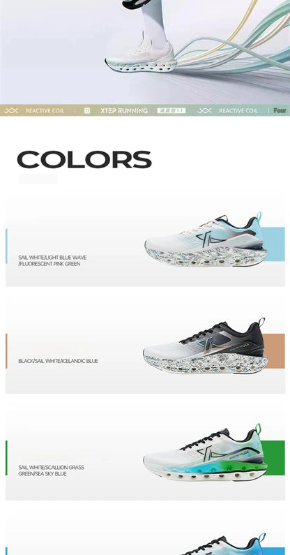 Xtep Reactive Coil 11.0 — męskie buty do biegania, letnie buty sportowe z amortyzacją wstrząsów i miękkim odbiciem, sneakersy 976219110026