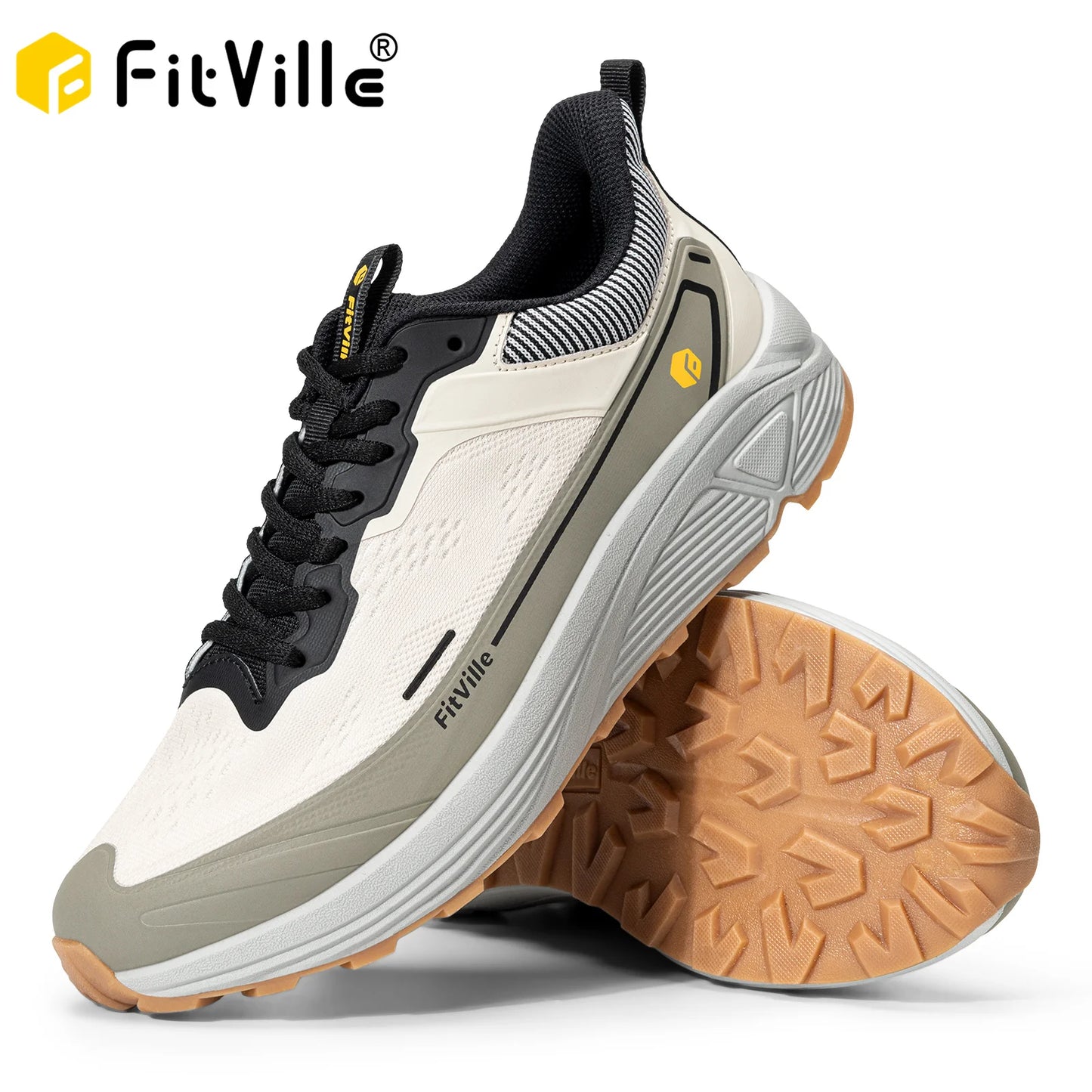 FitVille Men's Wide Toe Box Shoes Cushioned Well Sneakers Non Slip Lightweight Breathable Running Shoes for Swollen feet