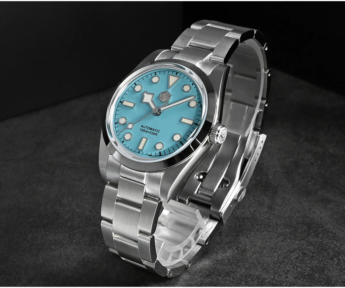San Martin Men Luxury Watch 36mm BB36 Snowflake Hands Explore Series Sports Watches PT5000 Automatic Mechanical 10Bar BGW-9 Lume