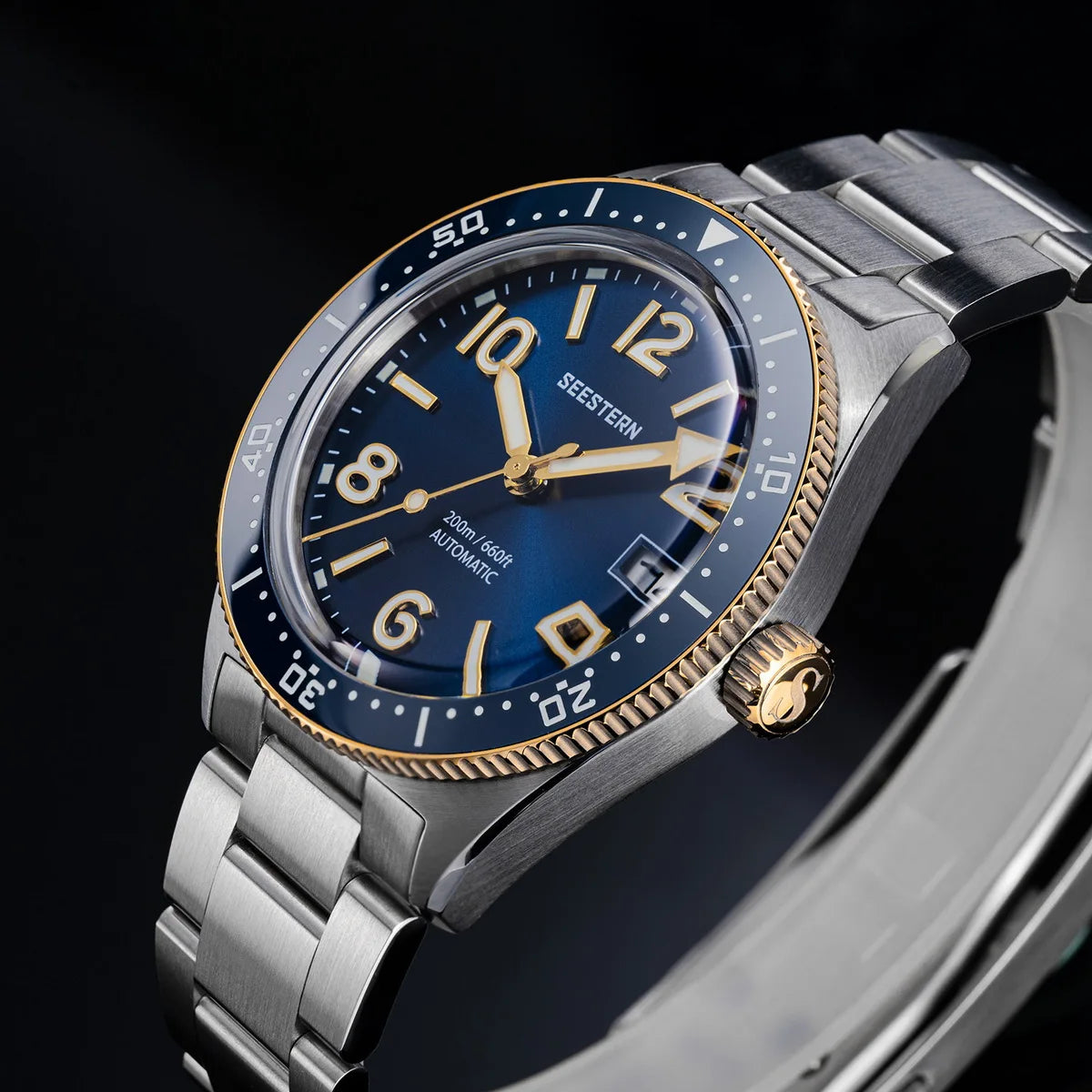 SEESTERN Diver Men's Watch Automatic Mechanical Wristwatches NH35 Movement Ceramic Bezel 20Bar Waterproof Sapphire Luminous S434-2