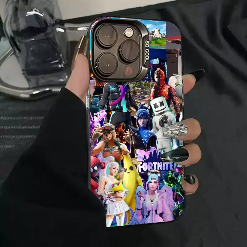 1pc Game F-fornite Phone Case Phone Case IMD Color Silver Shell For IPhone 16 15 14 13 12 11 Pro Max Plus