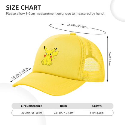 Pikachu Pokemoned  Anime Trucker Hats Unisex  Hats Trucker Hat Racing Cap Adjustable Polyester Mesh Baseball Caps Summer